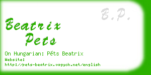 beatrix pets business card